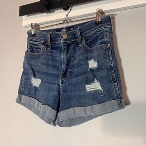 Hollister High Rise Short 3" Women's Size 4 or 27 Distressed Blue Jean Cuffed